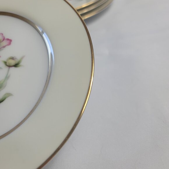 FOUR Mikado Harmony Bread Plates Cream Rim Pink Floral Center - Picture 11 of 12